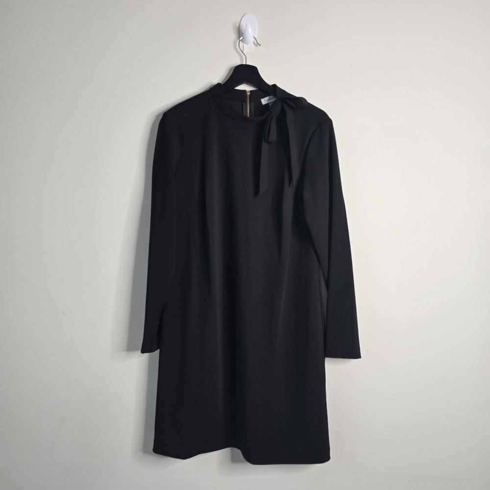 Calvin Klein Black Shift Dress with Bow Detailing Size 14